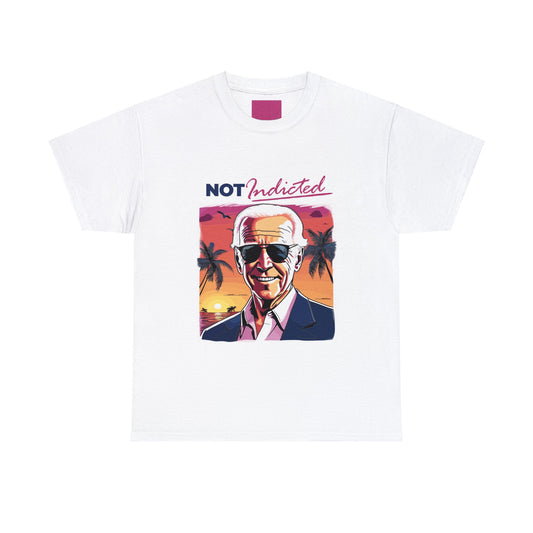 "Not Indicted" Heavy Cotton Tee in White, Front and Back print