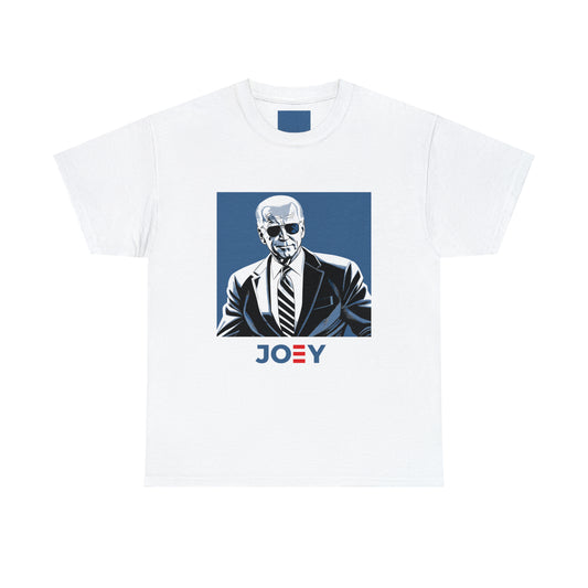 "Joey" Heavy Cotton Tee in White, Front and Back Print